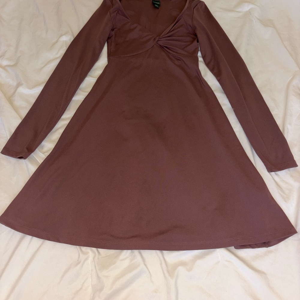 Wild Fable Red A-Line V-Neck Long Sleeve Dress